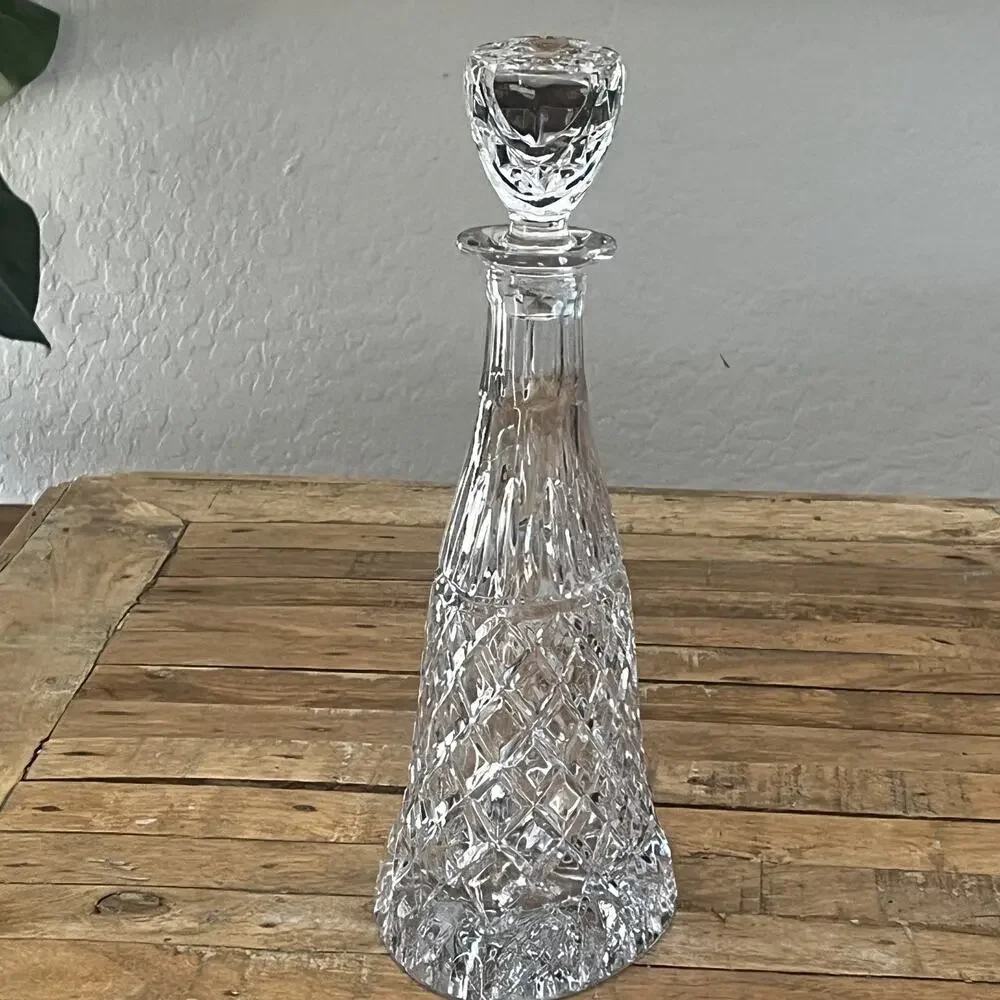 Vintage Bell Shaped Heavy Cut Glass Crystal Liquor Decanter 13